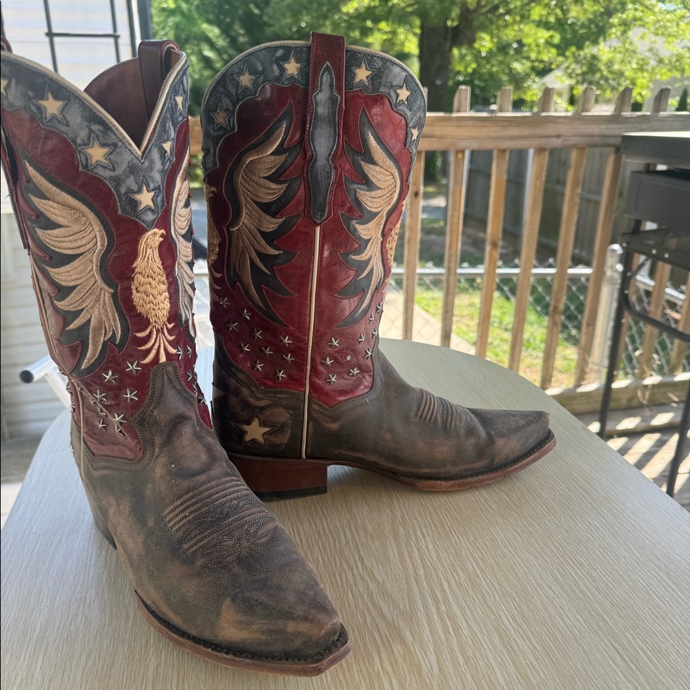 Hand stitched American Eagle Dan Post cowboy boots
